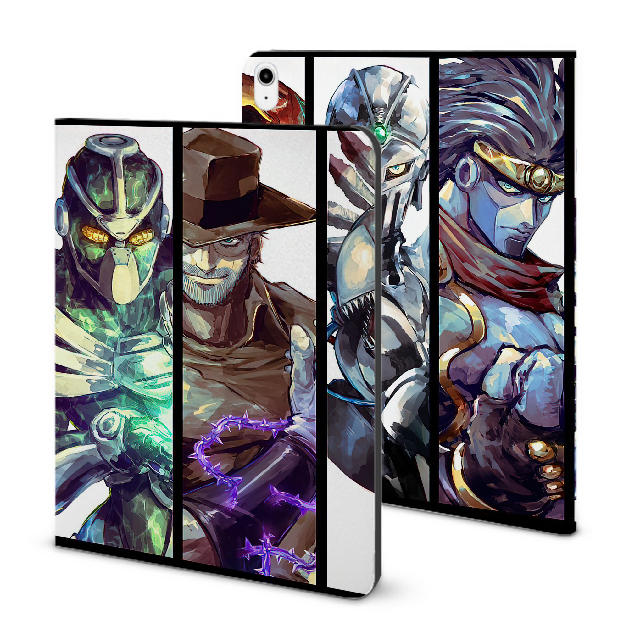 （画像用） ジョジョの奇妙な冒険 JoJo's Bizarre Adventure IPadケース ペンホルダー付き ブックスタイルデザイン